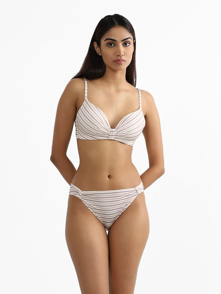 Wunderlove Light Brown Striped Brief