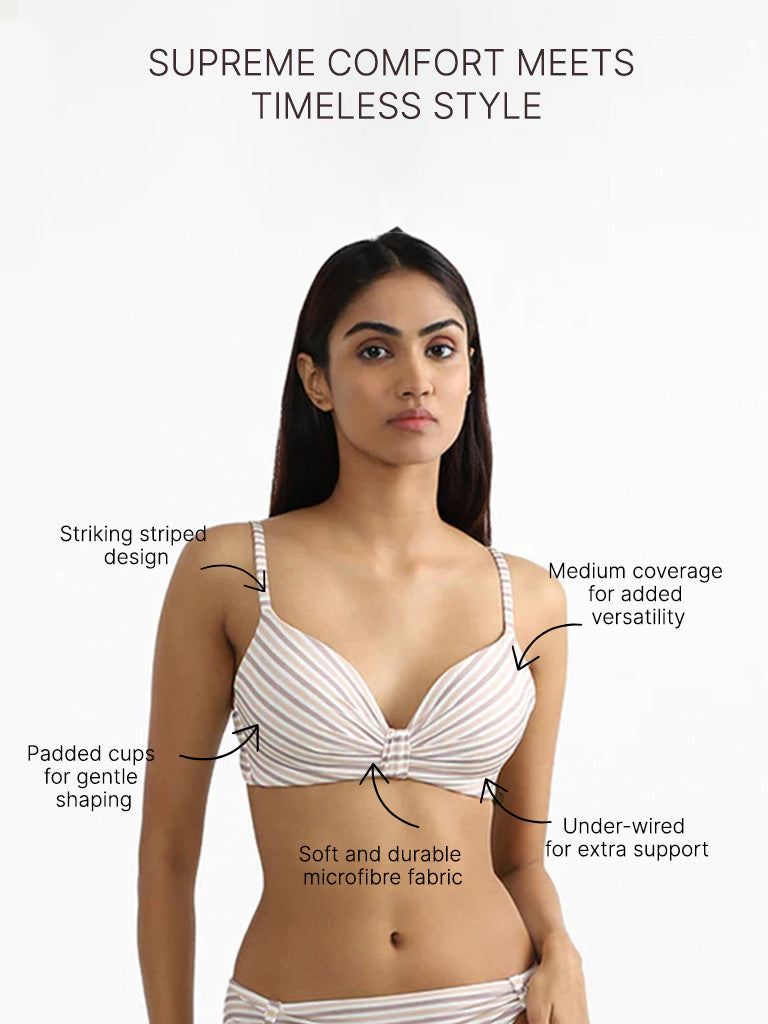 Wunderlove Light Brown Striped Bra