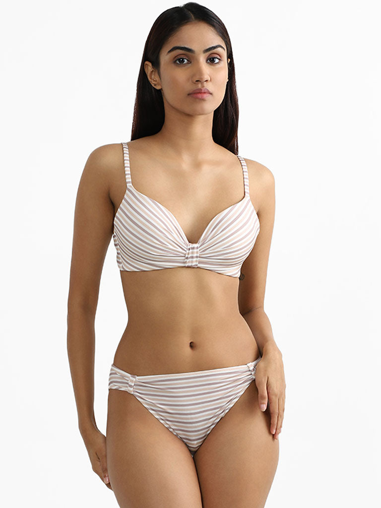 Wunderlove Light Brown Striped Bra