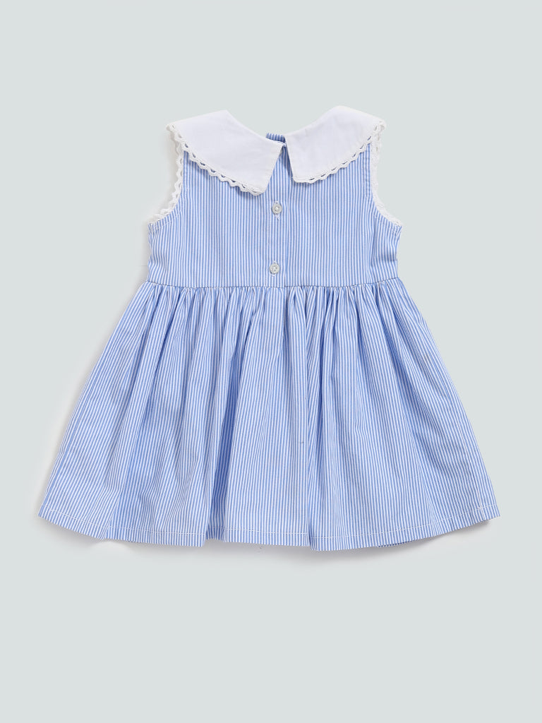 HOP Baby Blue Striped Peter Pan Collar Dress