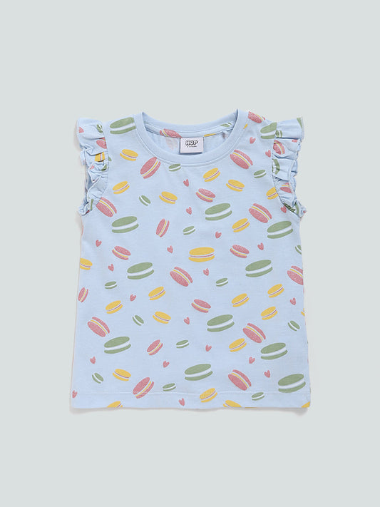 HOP Kids Powder Blue Printed T-Shirt