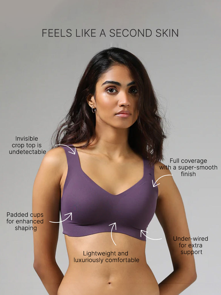 Wunderlove Purple Full Coverage Cotton Blend Invisible Bra