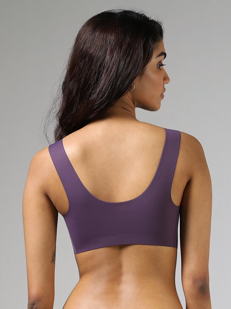 Wunderlove Purple Full Coverage Cotton Blend Invisible Bra