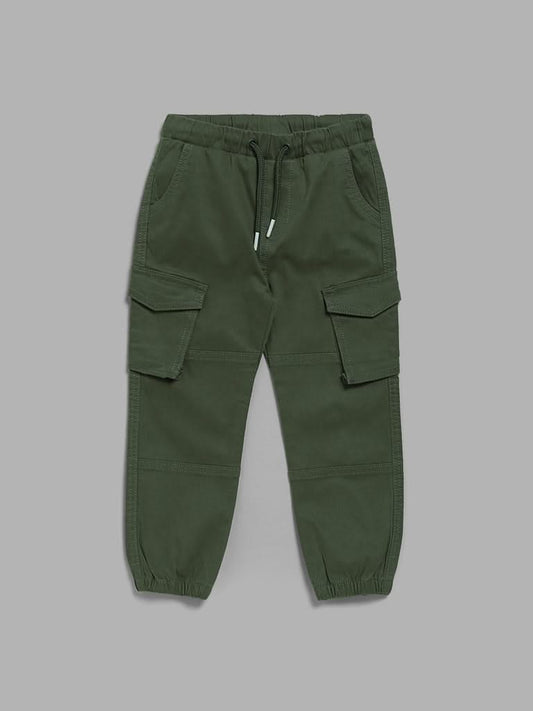 HOP Kids Solid Olive Cargo Joggers