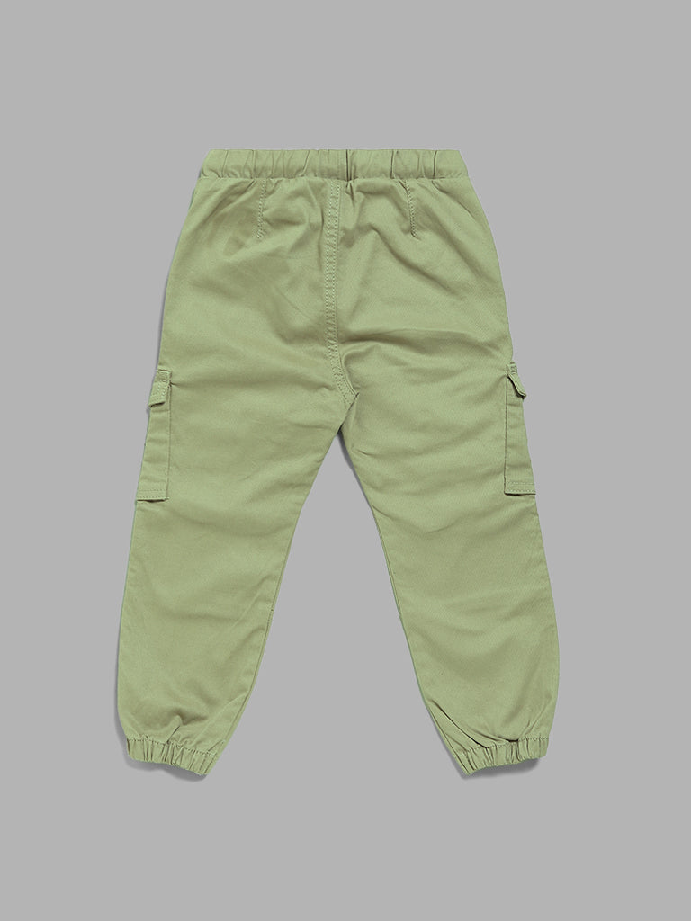 HOP Kids Solid Green Cargo Joggers