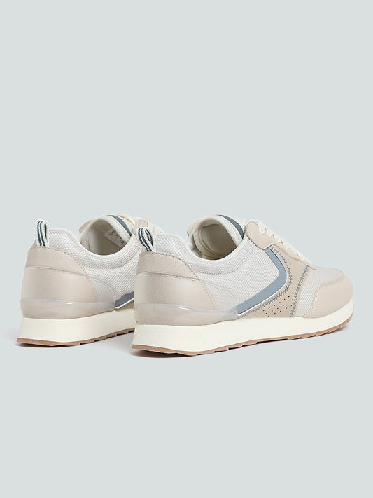 LUNA BLU Beige Zig Zag Detail Jogger Shoes