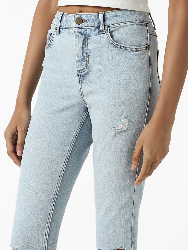 Nuon Light Blue Straight - Fit Mid Rise Jeans