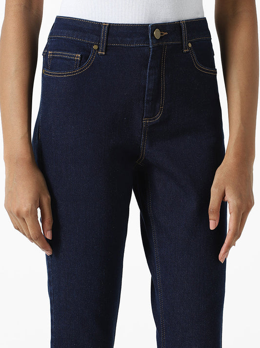 Nuon Dark Blue Straight - Fit Mid Rise Jeans