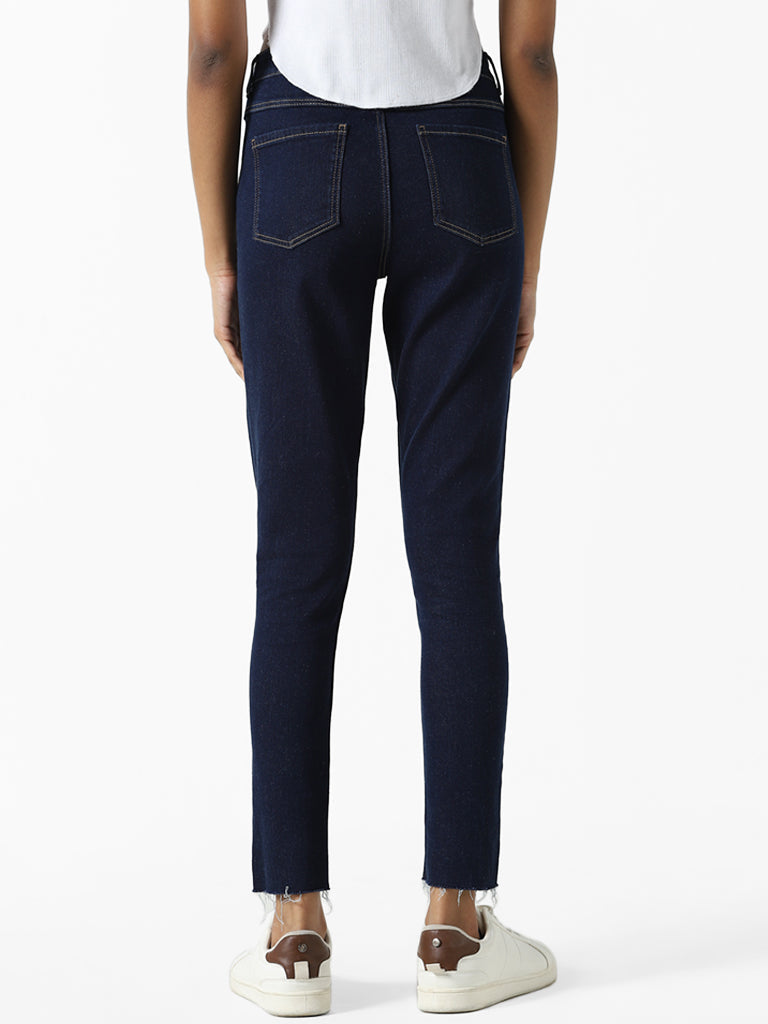 Nuon Dark Blue Straight - Fit Mid Rise Jeans