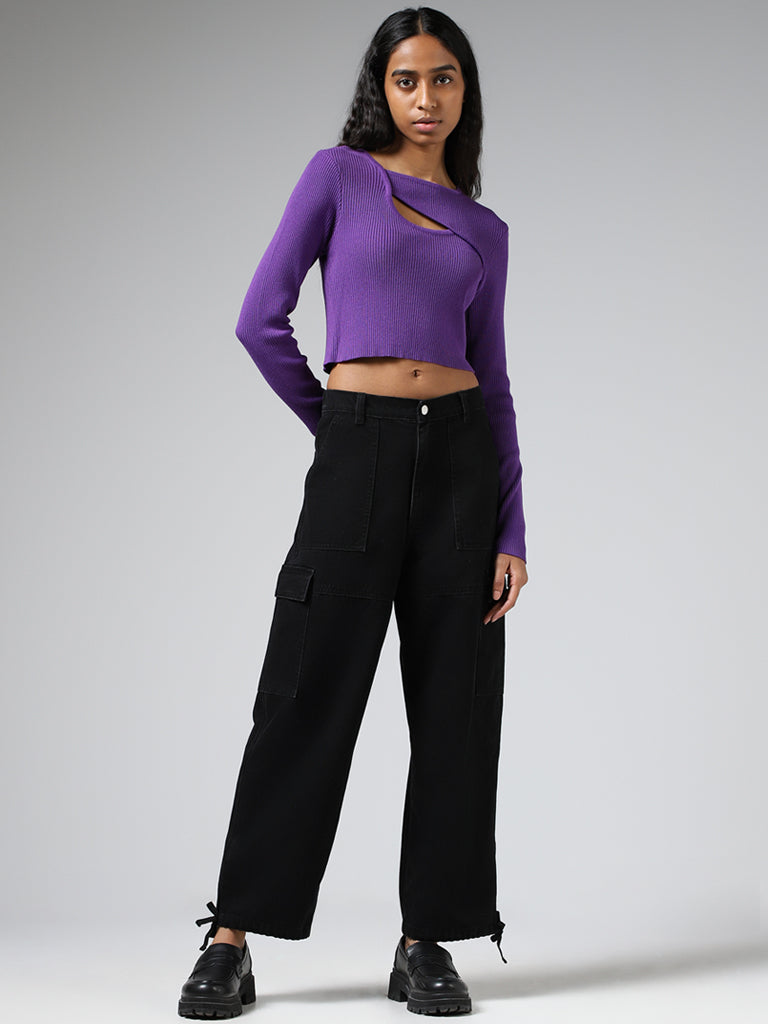 Nuon Violet Cut-Out Detail Crop Top