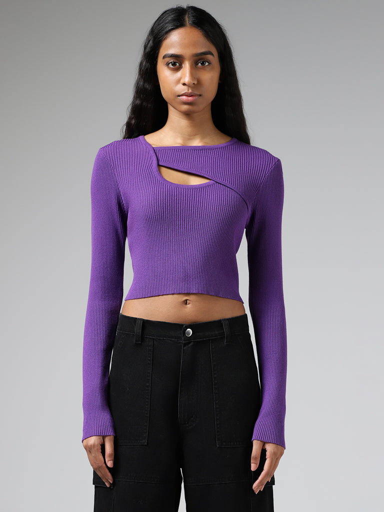 Nuon Violet Cut-Out Detail Crop Top