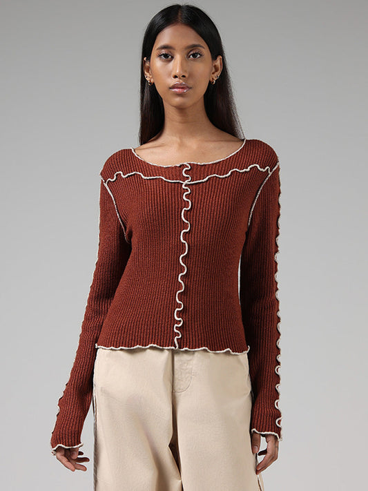 Nuon Brown Knitted Sweater