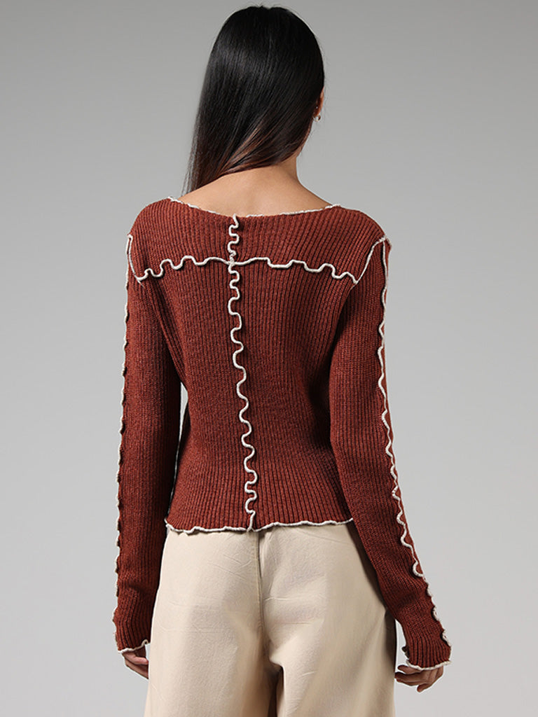 Nuon Brown Knitted Sweater