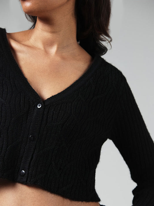 Nuon Black Knitted Crop Sweater