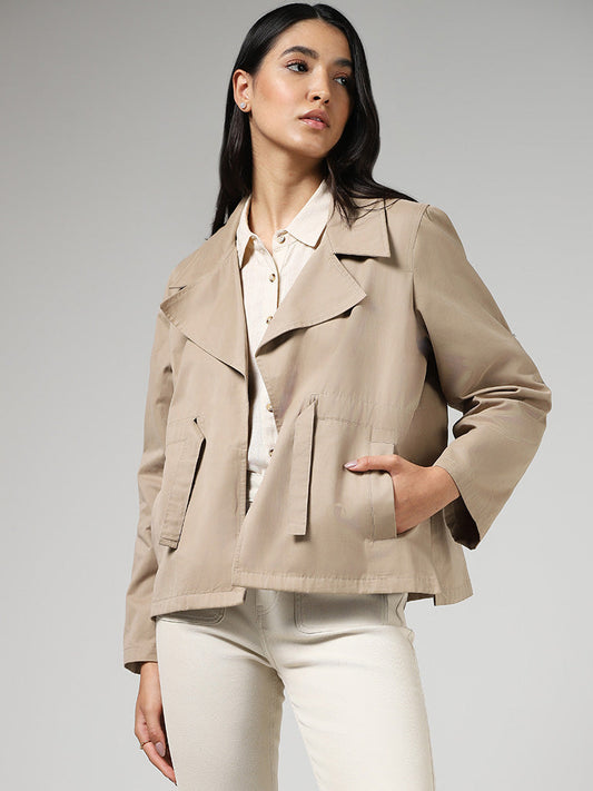 LOV Solid Beige Tie-Up Jacket