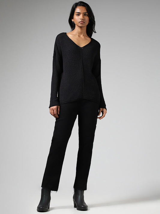 LOV Black High Low Sweater