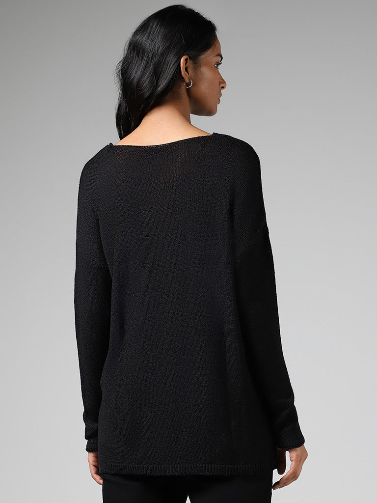 LOV Black High Low Sweater