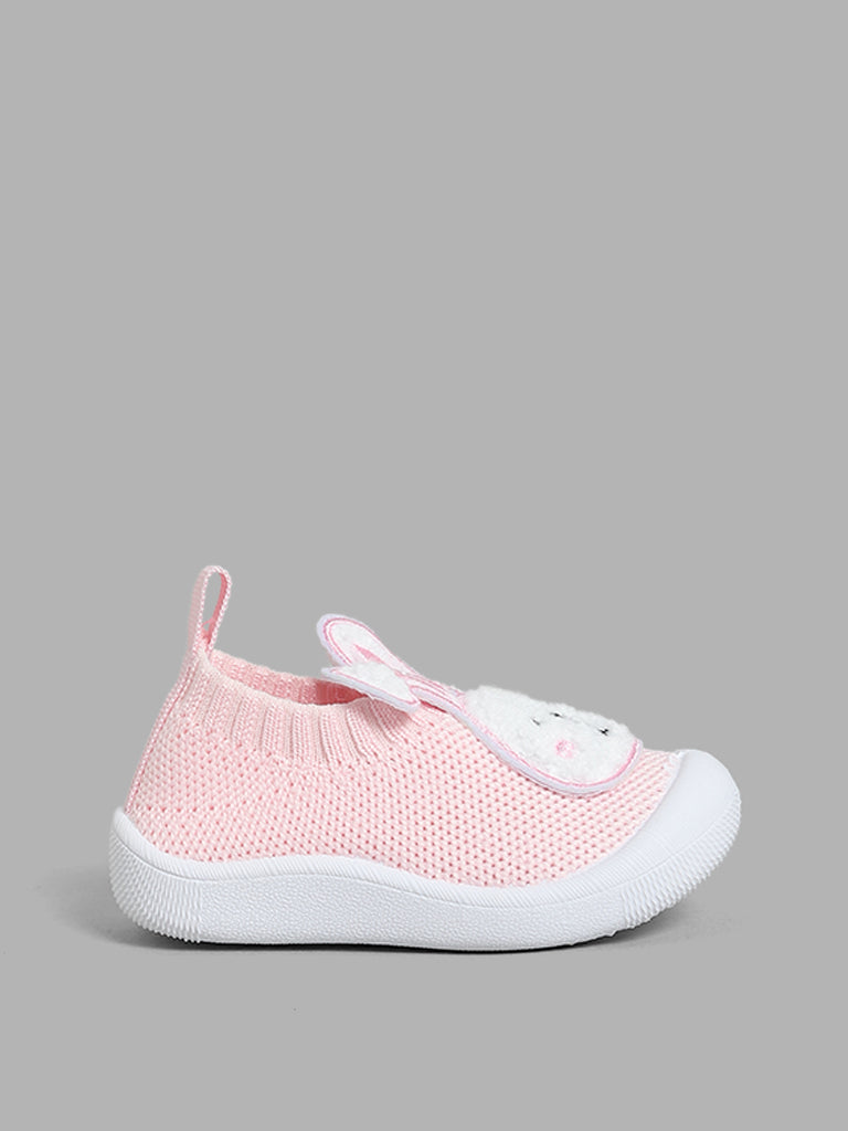 Yellow Pink Bunny Knit Shoes