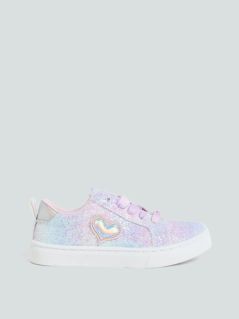 Yellow Glitter Heart Lavender Sneakers