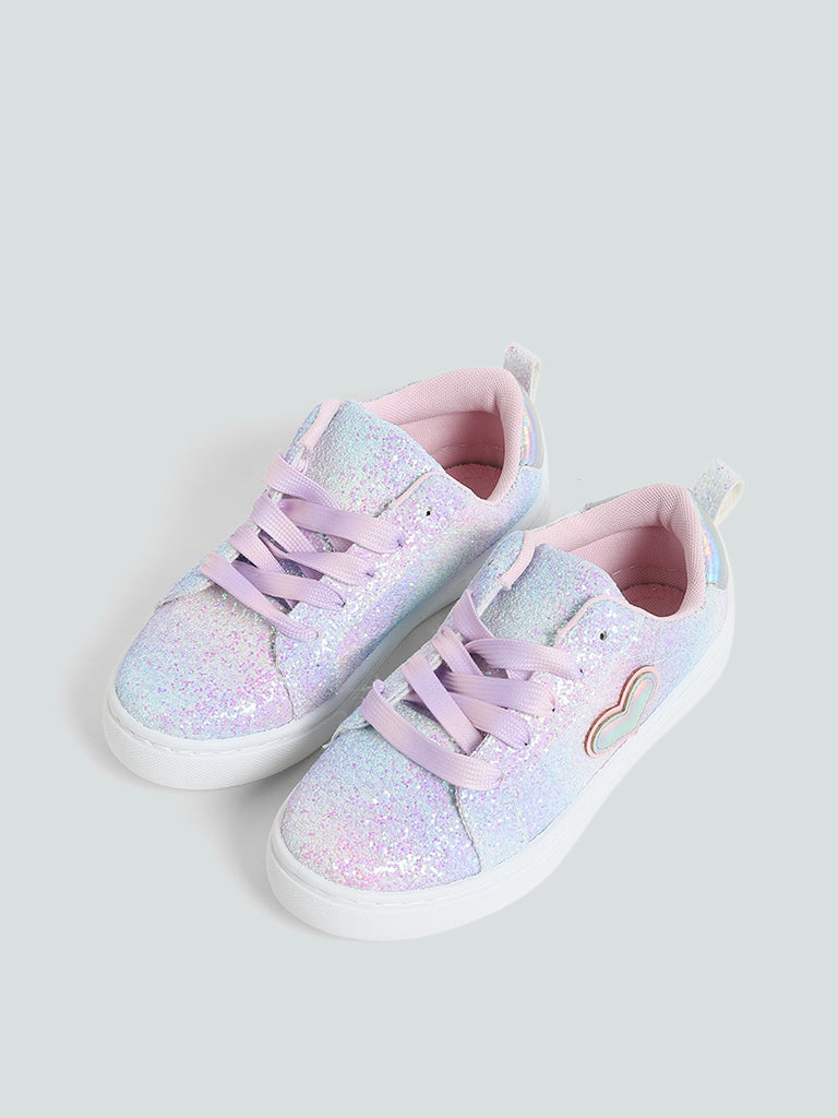 Yellow Glitter Heart Lavender Sneakers