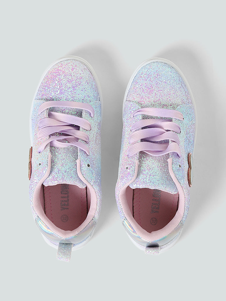 Yellow Glitter Heart Lavender Sneakers