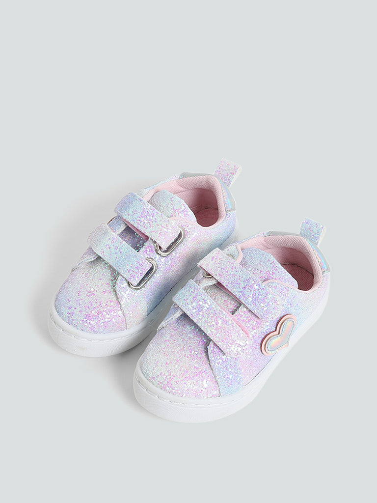 Yellow Light Pink Glitter Shoes