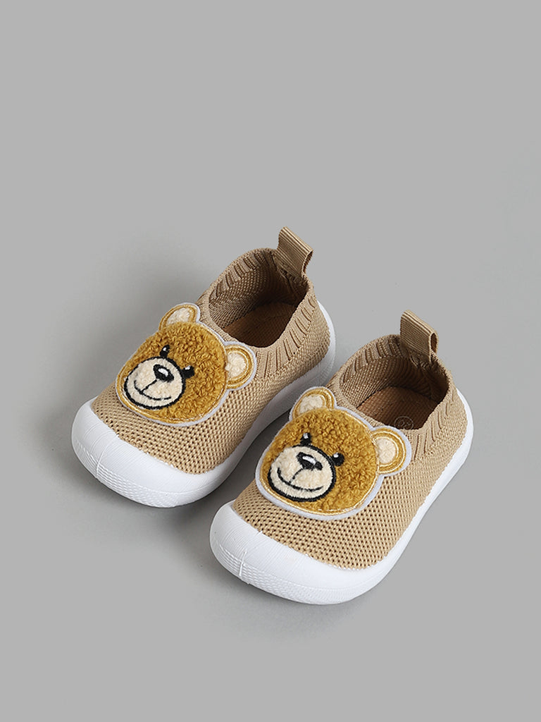 Yellow Tan Bear Knit Shoes