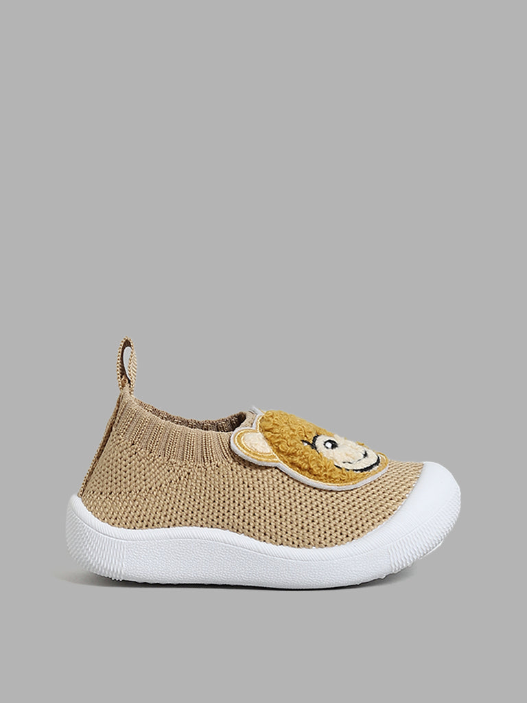 Yellow Tan Bear Knit Shoes