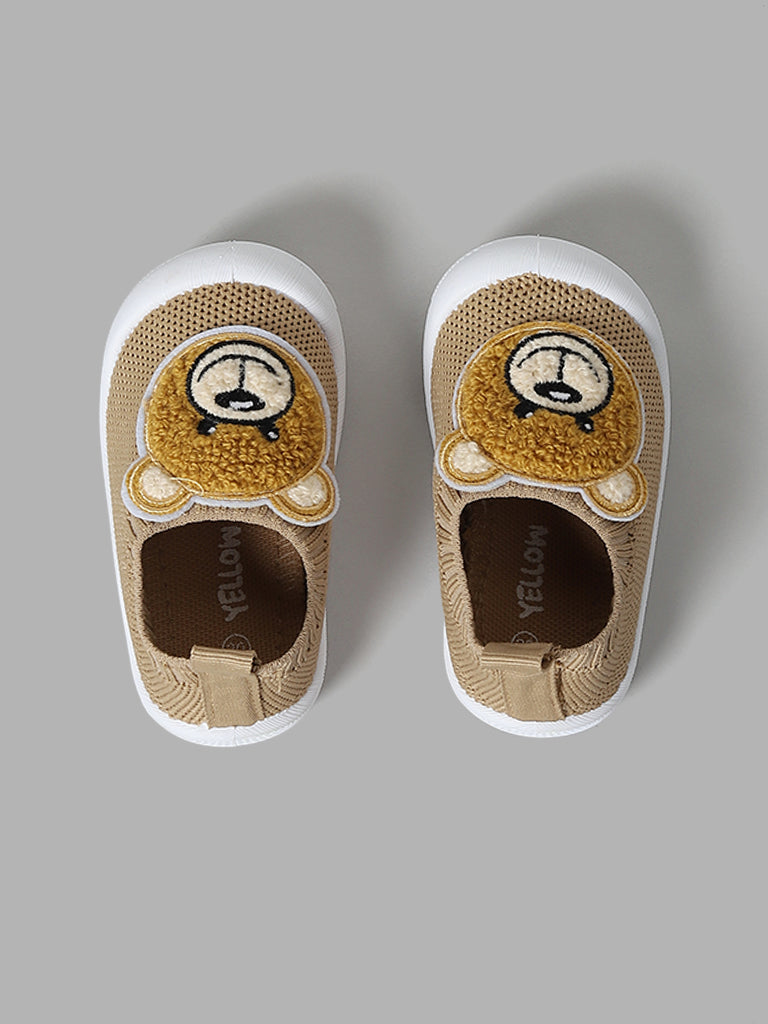 Yellow Tan Bear Knit Shoes