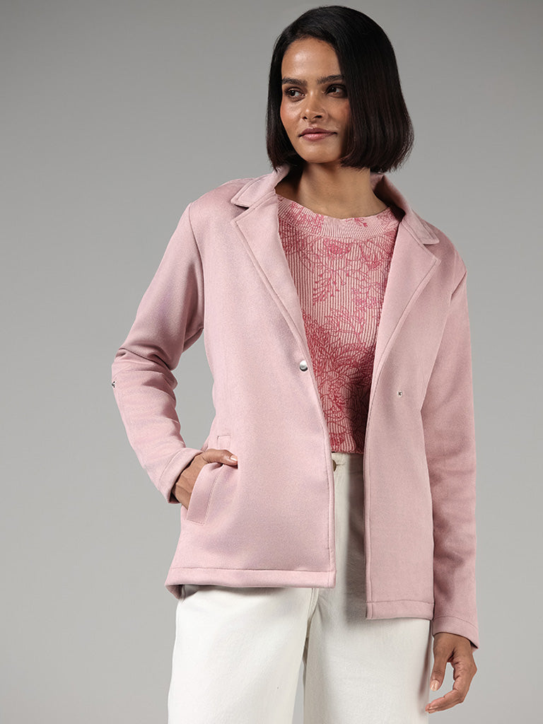 LOV Pastel Pink Tie-Up Suede Jacket