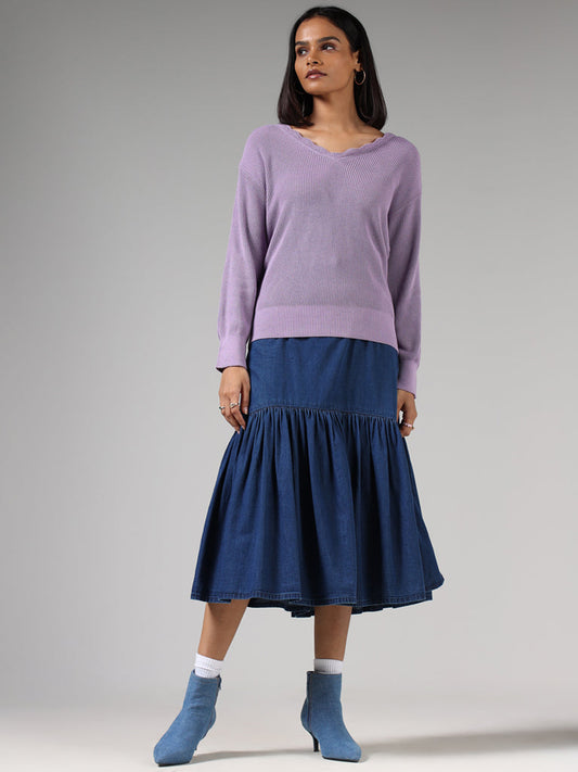 LOV Orchid Purple Ribbed Sweater