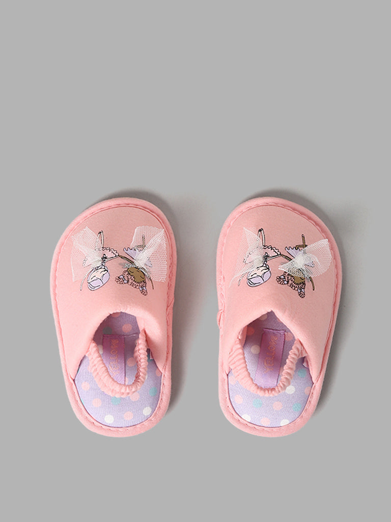 Yellow Pink Ballerina-Themed Slippers