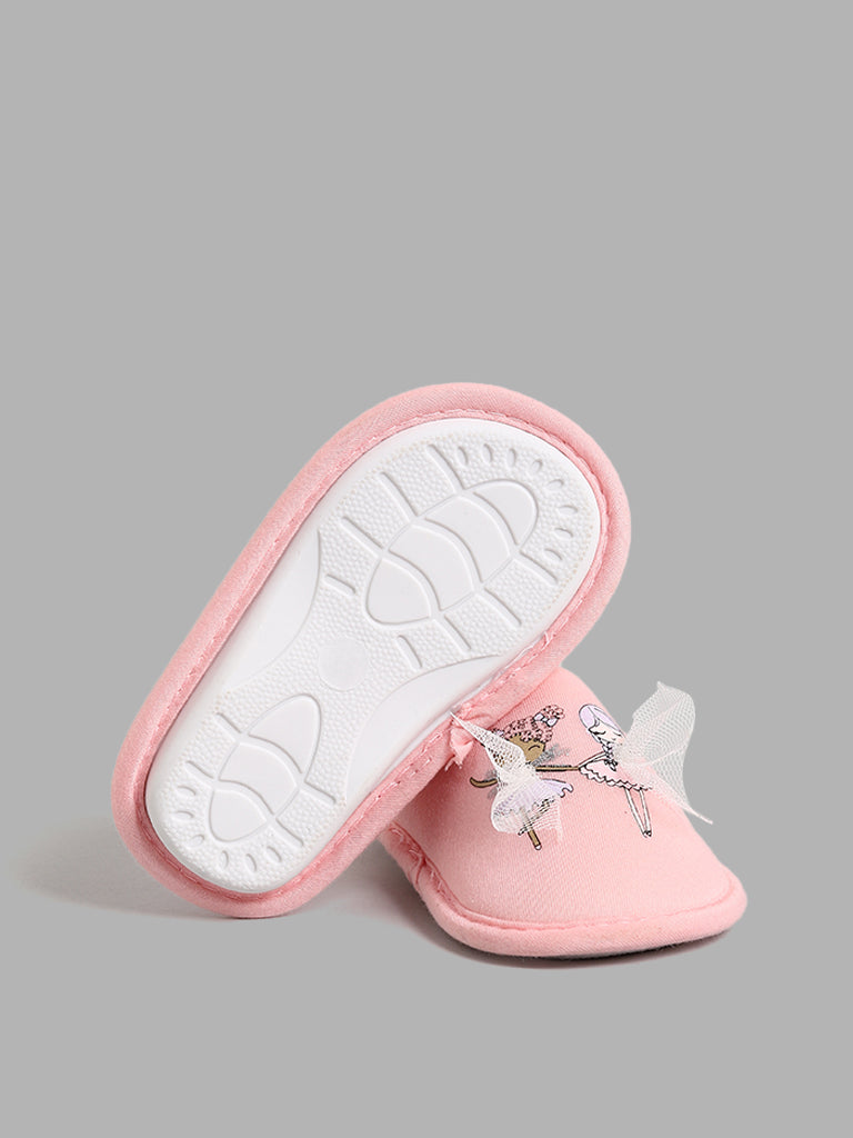 Yellow Pink Ballerina-Themed Slippers