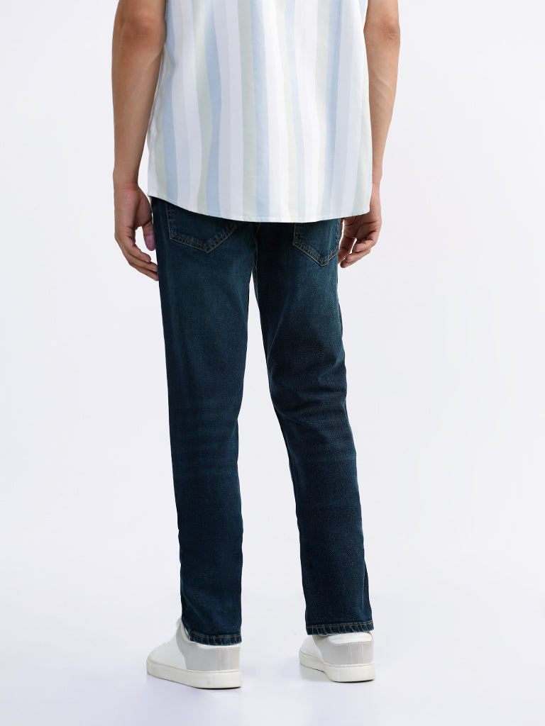 WES Casuals Blue Slim - Fit Mid - Rise Jeans