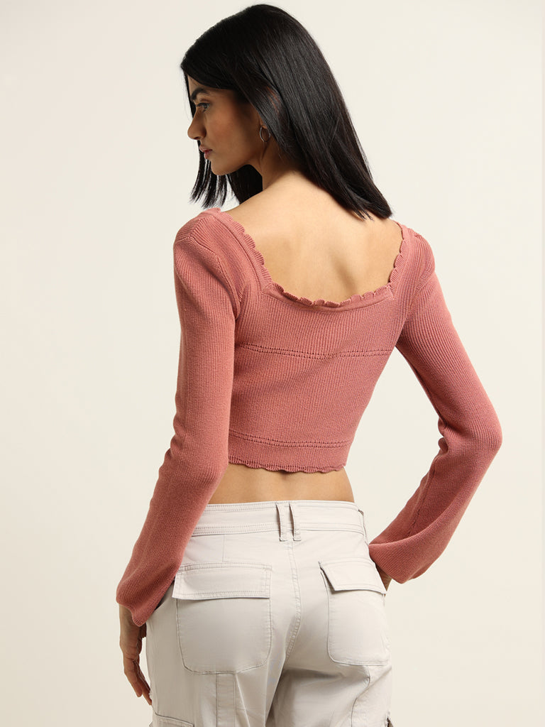 Nuon Pink Cotton Crop Top