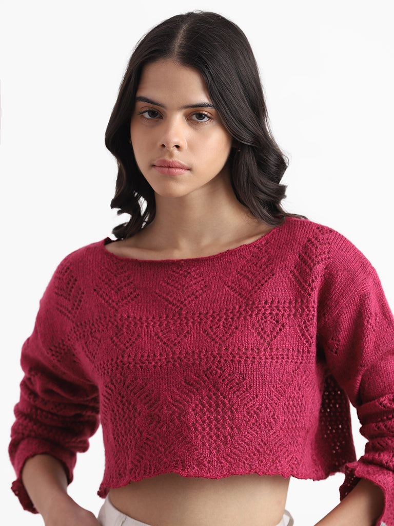 Nuon Magenta Pink Knitted Sweater