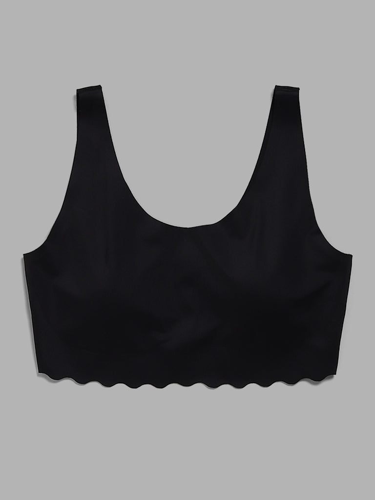 Y&F Kids Plain Black Seamless Crop Top