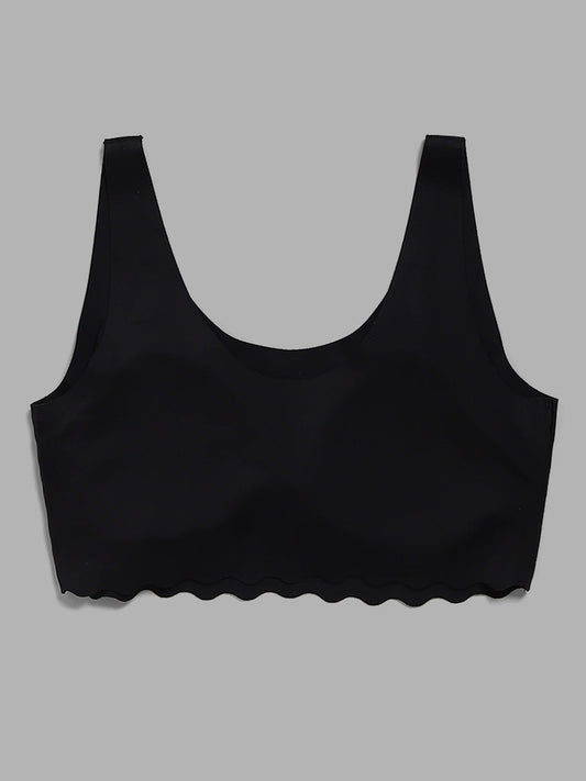 Y&F Kids Plain Black Seamless Crop Top