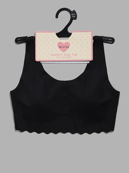 Y&F Kids Plain Black Seamless Crop Top