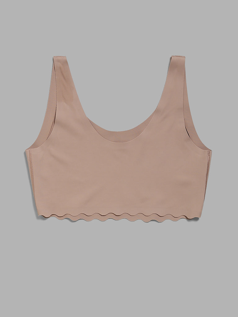 Y&F Kids Plain Beige Seamless Crop Top