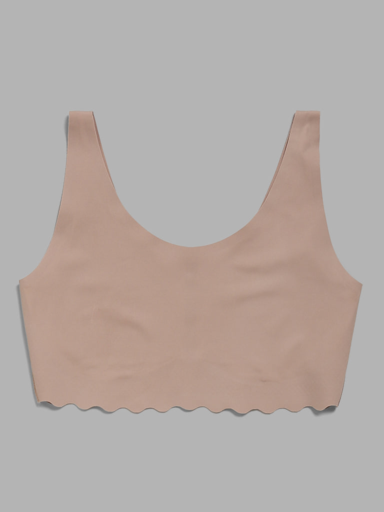 Y&F Kids Plain Beige Seamless Crop Top