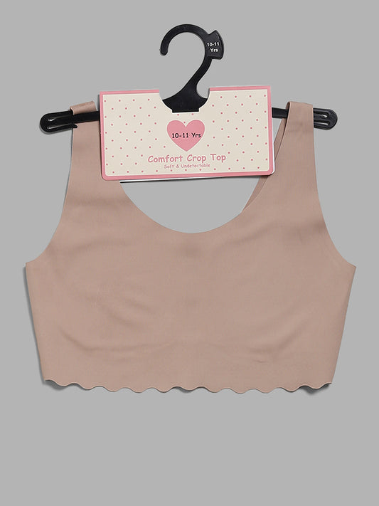 Y&F Kids Plain Beige Seamless Crop Top