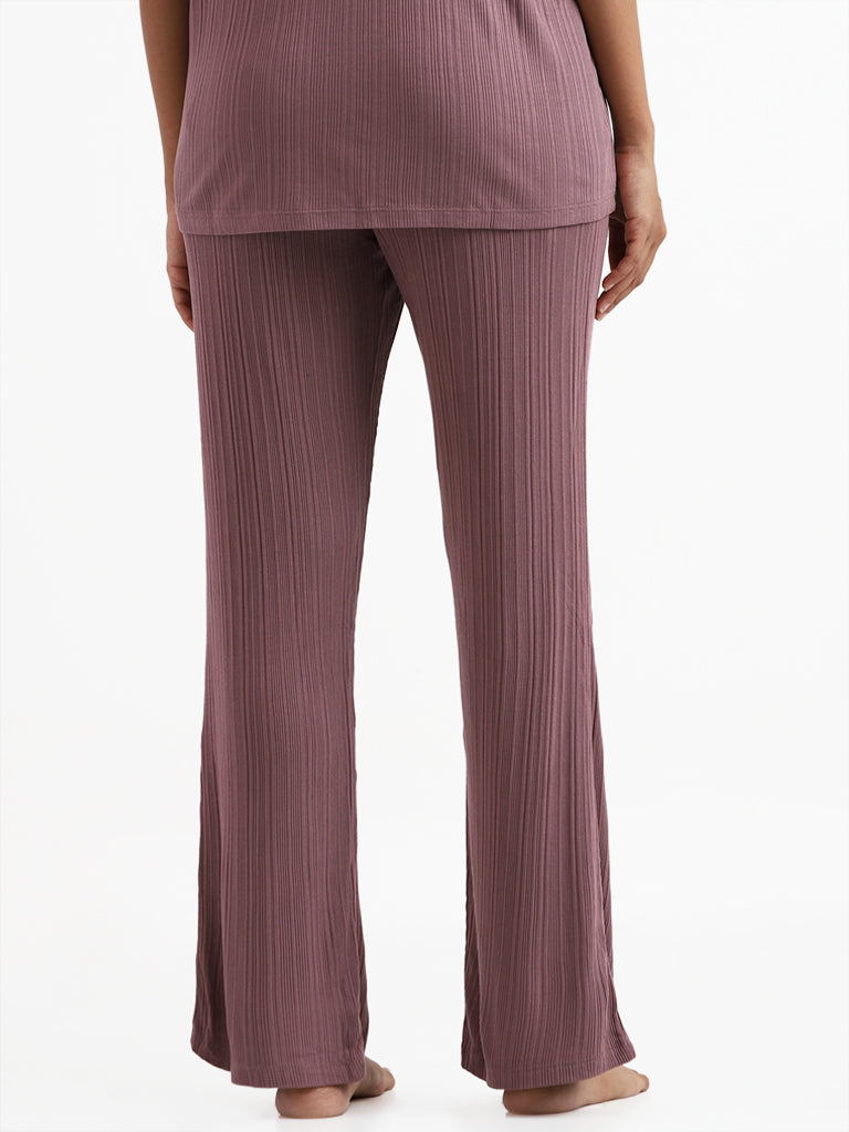 Wunderlove Sleepwear Modal Rib Light Brown Supersoft Lounge Pants