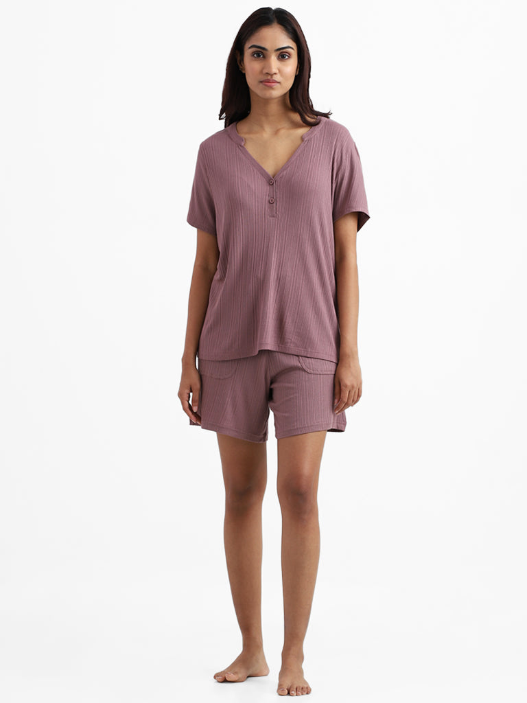 Wunderlove Sleepwear Modal Rib Light Brown Supersoft Shorts