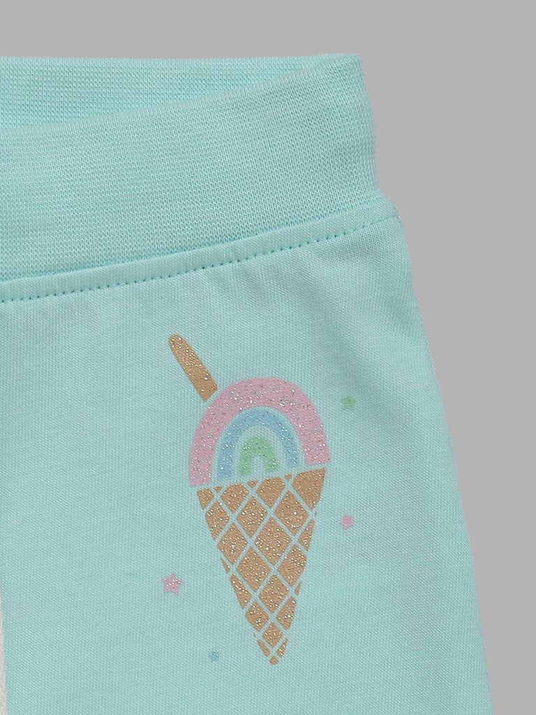 HOP Baby Ice-Cream Print Multi Cuffed Joggers - Pack of 2