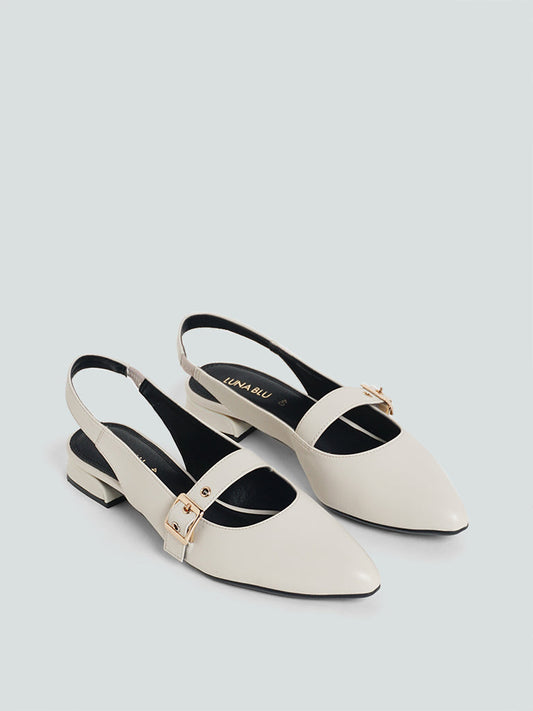 LUNA BLU Ivory Mary Jane Sling Back Shoes