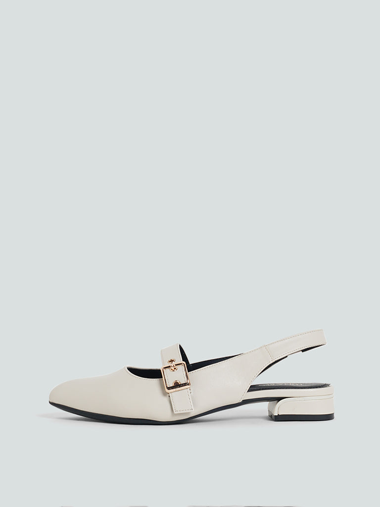 LUNA BLU Ivory Mary Jane Sling Back Shoes