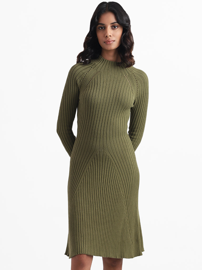 Nuon by West Olive Green Sweater Dress