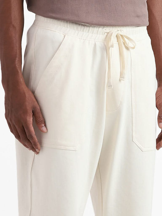 Nuon Off-White Cotton Blend Relaxed-Fit Mid-Rise Joggers