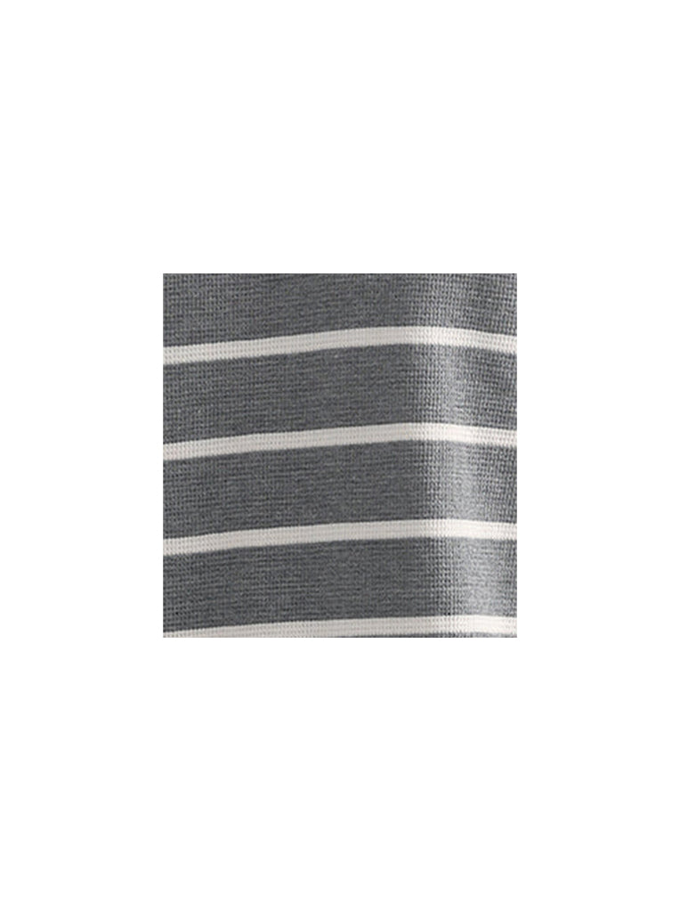 WES Casuals Striped Grey Cotton Blend Slim-Fit Sweater